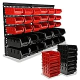 Jiubiaz Stapelboxen Wandregal Set 32 TLG, Box Sichtlagerkästen Schüttenregal Steckregal, Box extra Starke Wandplatten Regal erweiterbar Werkstattregal Lagerreg