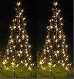 SPARPACK 2x Metallweihnachtsbaum mit LED-Beleuchtung Weihnachtskegel beleuchtet (2x warmweiß 80cm)