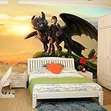 XCHBH Tapete Selbstklebende Tapete Wandbild (B) 300X (H) 210Cm Comicfigur Your Dragon Fototapete 3D Comic Tapete Wandbild Designer Art Boy Kind Raumdekoration Boy L