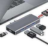 MacBook Adapter, 6 in 2 Thunderbolt 3 Dock Adapter mit 100W Ladekapazität, 3 USB 3.0-Anschlüsse,1 TF & 1 SD-Kartenleser für MacBook Pro 2016/2017/2018/2019/2020, Macbook Air 2018/2019/2020