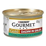 Purina Gourmet Gold Feuchtigkeit Katzenwürfel in Sauce mit Kaninchen und Karotten, 24 Dosen à 85 g, 24 x 85 g