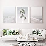 Landschaft LeinBilder Sandy Beach Poster Drucke Elegante Wandbilder Grüne Pflanzen Bilder Wohnzimmer Schlafzimmer Moderne Wohnkultur 40 × 50cm × 3 R