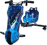 Actionbikes Motors Kinder Elektro Driftscooter 360 Grad - 250 Watt Elektromotor - 3 Geschwindigkeitsstufen - LED-Beleuchtung - Sitz verstellbar - Bluetooth - Drifter - Drift Trike (Space Blue)