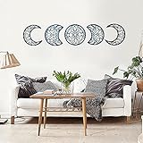 5 Set Girlande mit Mondphasen, Wanddeko mit Mondphasen aus Holz, Boho Wanddeko Böhmischer Desig