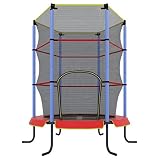 Ultrasport Kinder Indoor-Trampolin Jumper 140 cm, Spaß- und Fitnesstrampolin für Kinder ab 3 Jahren, für die Nutzung als Zimmertrampolin besonders gesichert mit Netz und Randabdeckung, Rot/B