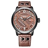 Armbanduhr,Beiläufige Quarzuhr des Art- Und Weisepersönlichkeitswochenanzeigenlederbandes, Kaffee M