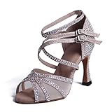 Syrads Damen Standard & Latein Tanzschuhe mit Strasssteinen Salsa Tango Walzer Bachata Kizomba Modern Tanzschuhe 1057-01