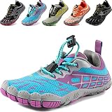 MARITONY Barfussschuhe Kinder Barfußschuhe Mädchen Jungen Leicht Atmungsaktiv rutschfest Traillaufschuhe Schnell Trocknend Sportschuhe Blau 27EU