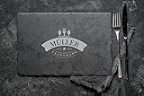 Personalisiertes Servierplatte aus Schiefer Rechteck 30x20 cm Schiefertafel als Buffet, Käseplatten Untersetzer, Aufschnitt, Sushi, Frühstücksbrett, Schieferplatte mit Gravur 09