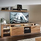 Lowboard mit TV-Aufsatz & Wandboard Massive Wildeiche Fronten und LED B/H/T ca.: 230/160/40