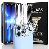 TAURI 6 Stück Schutzfolie Kompatibel mit iPhone 13 Pro Max 5G 6.7 Zoll 3 Stück Panzerfolie und 3 Stück Kamera Panzerglas Klar HD 9H Härte Folie Blasenfreie Display