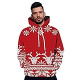 BUZHIDAO Weihnachtspullover Herren Funny Jacke Kapuze Hoodie Weihnachts Sweatshirt Kapuzenpullover Winter Kapuzenpullis GüNstige Sweatshirt Ob