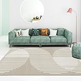 Zswpyq Teppich Wohnzimmer Schlafzimmer Kurzflor Modern Streifen Creme Beige Braun, Teppich Wohnzimmer Boho Ethno Marokkanische Muster Moderner Kurzflor,04,140 x 200