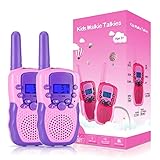 Kearui Spielzeug 3-12 Jahren Junge, Walkie Talkies für Kinder 8 Kanal Funkgerät mit Hintergrundbeleuchteter LCD-Taschenlampe, 3 Meilen Reichweite für Abenteuer im Freien, Camping, Wandern (Hell Pink)