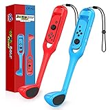 OIVO Golfschläger Paar kompatibel mit Nintendo Switch Mario Golf Spiel, 2 PCS Golfschläger für Switch Joy-Con Controller, Switch Gamepad Joy-Con Griff für Mario Golf in Blau+Rot (2 Stück)