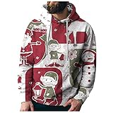 MEITING Herren Hoodies 3D Kapuzenpullover Pullover Süßes Cartoon Muster Sweatshirt Männer Weihnachtspullover Casual Mode Bequem Casual Pulli mit Kordel Oberteile Lang