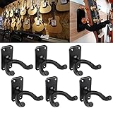 Trintion 6 Stück Universal Gitarren Halter Gitarrenständer Wand Halterung Schwarz für Akustikgitarre, Klassische Gitarre, E-Gitarre, Westerngitarre, Banjo, Bass, Uk