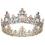 Vofler Barock-Krone im Vintage-Stil rund volle Größe Retro-Kristall-Strasssteine Haarschmuck Dekoration für Damen Mädchen Brautschmuck Braut Prinzessin Geburtstag Hochzeit Festzug Party
