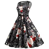 Briskorry Weihnachtskleid Frauen 50er Vintage Rockabilly Kleider Spitzen Ärmellos Cocktailkleid Sommer Damenkleider Audrey Hepburn Style Swing Freizeit Abendkleider Party Kleid Ballkleider mit Gü