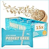 NEU! Pocket Cake - Original 15x 80g – Haferflockenriegel | Low Sugar - More Energy | Veganer Energieriegel mit wenig Zucker, vielen Kohlenhydraten und noch mehr Geschmack! Power für den Alltag