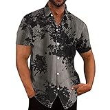 Herren Arbeitshemd Regular Fit Kurzarm Sommer Tunic Shirt Strand Hemden Fitness Herren Leinen Hemden T-Shirt H