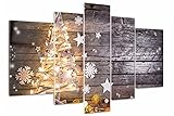 Tulup Glasbild 5 Teile 170x100cm Wandbild Küche & Wohnzimmer Gehärtetem Sicherheitsglas Wandkunst Deko Akrylglas - beleuchteter Weihnachtsb