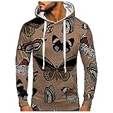 sutelang lurryly Männer 3D-Druck, Kapuzen-Sweatshirt, Winter, warm, Fantasie, große Größe, lässig, kreativ, Sweatshirt, Weihnachten, Hoodie, Pullover, Sport, Outwear, braun, XXXL