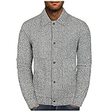 BOTCAM Wollstoff Herren Winter Karo-hemd Strickjacke Caban Mantel Reverstasche Warme Lose Freizeitjacke Knopfleiste Tweed Thermohemd Innenfutter Freizeit Plaid Jacke Boyfriend B