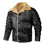 ANLONGLI Lederjacke männer Motorradjacke männer lässig Mann gemacht pu Lederjacken Mann Winter dick warm,XXL