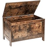 HOOBRO Spielzeugkiste, Truhen Bank mit Deckel, Sitzbank mit Stauraum, Sitztruhe, Aufbewahrungstruhe, Schuhbank, Robust, Stabil, Flur, Schlafzimmer, Wohnzimmer, Dunkelbraun EBF75CW01