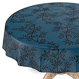 Tischdecke abwaschbar Wachstuch Wachstuchtischdecke Rund 100cm Schnittkante Chika Dunkelblau Gartentischdecke W