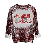 Damen Weihnachten Sweatshirt Bedruckt Oberteile Bluse Shirt Crewneck Langarmshirt Herbst Vintage Sweatshirts Loose Top