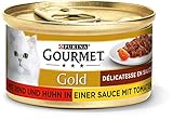 PURINA GOURMET Gold Délicatesse en Sauce Katzenfutter nass, mit Rind und Huhn, 12er Pack (12 x 85g)