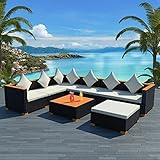 8 Teilig Polyrattan Gartenmöbel Sets mit Stahlrahmen weiches waschbares Kissen, Sitzgruppe Garten Lounge Sets mit B