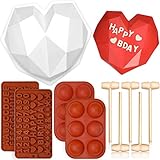 Bruchbares Herzform-Set für Schokolade, Herz-Silikonformen mit Hammern, Zahlen- und Buchstabenformen, Schokoladenbombenformen für Geburtstagsgeschenke, Valentinstags-Süßigk