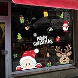 Weihnachten Fensterdeko 2021 Weihnachten Fensteraufkleber Weihnachtsmann Schneeflocke Aufkleber Wandtattoos für Kinderzimmer Neujahr Weihnachten Fensterdek