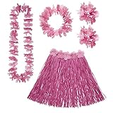 Widmann 24564 - Hawaii Set, 5-teilig, Rock, Haarband, Kette, Armbänder, pink, Karneval, Mottoparty, Hawaiiparty