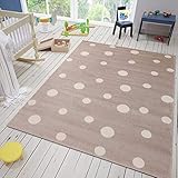 VIMODA Teppich Flauschige Qualität Beige Weiß Kunstfaser, Maße:120x170