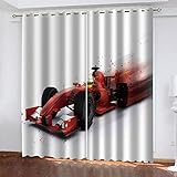 TTBBBB 3D Vorhang Wohnzimmer Roter Rennwagen B 120 x H 140 cm Soft Blickdicht Vorhang Gardinen Raumverdunkelung mit Ösen Ösenvorhang für Schlafzimmer Wohnzimmer 2er S