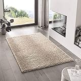 Teppich Wölkchen Shaggy-Teppich | Flauschiger Hochflor für Wohnzimmer, Kinderzimmer oder Flur Läufer | Einfarbig, Schadstoffgeprüft, Allergikergeeignet I Beige - 80 x 150