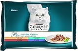 PURINA GOURMET Perle Erlesene Streifen Katzenfutter nass, Sorten-Mix, 12er Pack (12 x 4 Beutel à 85g)