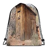 Kordelzug Bapa Taschen Sport Gym Cinch Bag Reisen für Frauen Männer Kinder, alte Holzschuppen in der Outba Country Side mit Olivenb