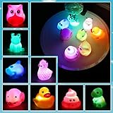 Lictin Badewannenspielzeug - 8 Stück Niedliches Tier LED Licht Badespielzeug Set, Wasserspielzeug Kinder mit Bad Spielzeug Aufbewahrung, Early Learning Badespielzeug für Kleinkind Jungen M
