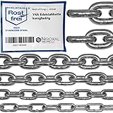 NietFullThings 50-cm = 0,5-Meter 5-mm Starke Edelstahl-Kette V4A kurz-gliedrig am Stueck Anker-Kette DIN 5685 DIN 766-Meterware rostfrei NIRO INOX Gliederkette Absperrkette Bojenkette 0,5