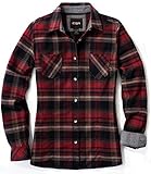 CQR Damen Flanell-Shirt kariert, langärmlig, weiches Casual-Button-Down Top aus Baumwolle, Wof002 1pack - Maple Crimson, S