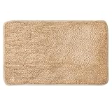 MIULEE Teppich Badematte Badezimmerteppich rutschfest Waschbar Badteppich Bettvorleger Badvorleger Saugfähige Duschvorleger Fussmatte für Wohnzimmer Schlafzimmer Badezimmer 40x60 cm Beig