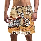 CHINFY Sea Turtle Badehose Herren Quick Dry Beach Shorts mit Mesh-Futter und Taschen, Route Motorrad 6, L/XL