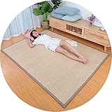 WENZHE Bambus Gewebter Teppich Bambusteppich,rutschfest Schwammpolsterung Krabbelmatte,Benutzt Für Schlafzimmer Erker Matte,Einfach Zu Säubern Anpassbar (Farbe : Beige, Größe : 80x200cm)