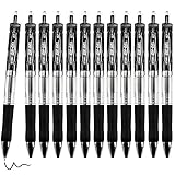 Gelschreiber Schwarz, 12 Stück Versenkbare Gel Kugelschreiber 0,7mm mit Großer Kapazität für Kinder und Erwachsene, Tintenschreiber Set für das Schulbüro Schreiben / Skizzieren / Zeichnen / Färb