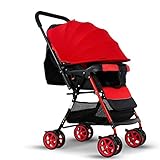 Gute Qualität Kinderwagen Buggys Kinderwagen faltender Kinderwagen Leichter Kinderreisebuggy, 4 runde Kinderlaufkatze 0-5 Monate Baby Standardkinderwagen (Color : Red)